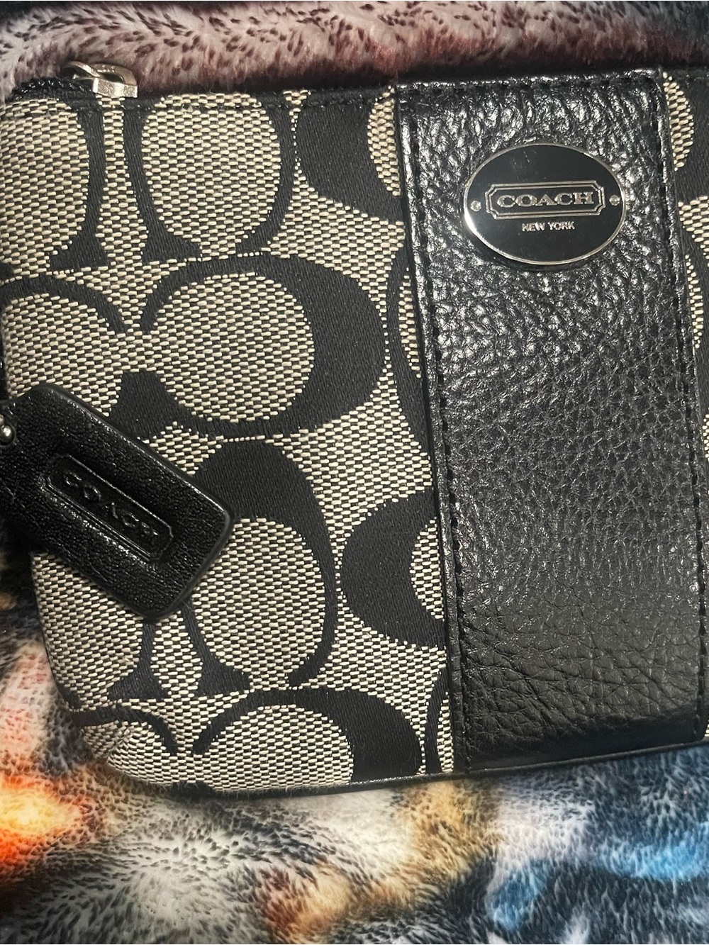 Coach Signature Canvas Wristlet in Black & Gray: No Callouts - Picture 2 of 6